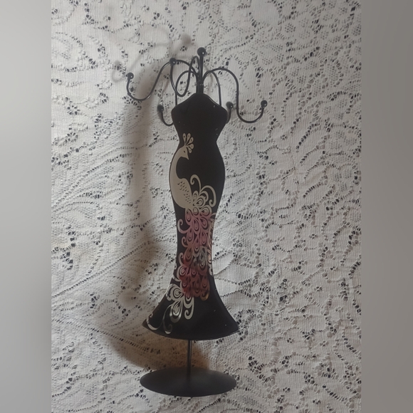 15" Mirror with Peacock Jewelry Stand - Picture 2 of 7